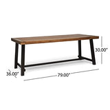 Great Deal Furniture Beau Outdoor Eight Seater Wooden Dining Table, Teak and Rustic Metal Finish Great Deal Furniture