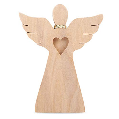 Forest Decor Wooden Guardian Angel Figurines for Love Peace Inspiration - Remembrance Angel Collectible Statue - Christmas Wood Angel Decor with Loving Heart - Rustic Angel Gift in Memory of  - WoodArtSupply