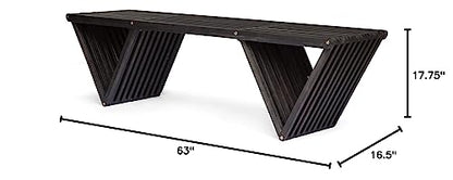 Christopher Knight Home Esme Outdoor Acacia Wood Bench, Dark Gray Finish - WoodArtSupply