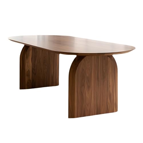 LAKIQ Oval Solid Wood Dining Table Farmhouse Wooden Meeting Room Conference Table Rectangle Office Writing Desk - Table Only - Without Chairs (Natural, 63" L x 31.5" W x 29.5" H) LAKIQ