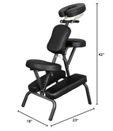 JupiterForce Portable Massage Chair Foldable Lightweight Tattoo Therapy Chair with Adjustable 4 Inches Thick Sponge Face Cradle for Client Spa Salon Massage with Carrying Bag (Black) JupiterForce