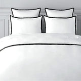 BEDLAM Twin/Twin XL Duvet Cover Set - 3pcs 100% Cotton Duvet Cover, Includes a White Percale Duvet Covers with a Black Satin Border & 2 Cotton Pillowcases - 400TC Luxury Twin Duvet Cover Bedding Set BEDLAM