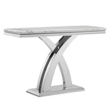 Modern Rectangular Console Table - Faux Marble Top, Stainless Steel Base for Living Room, Hallway, Bedroom, Home Office HomVent