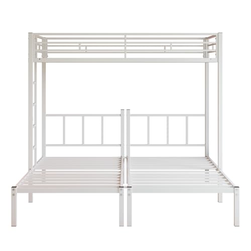 Bellemave Triple Bunk Bed for Kids, Adults, Teens, Twin Over Twin Metal Bunk Beds for 3 Kids, 3 bunk beds（Heavy Metal, White） Bellemave