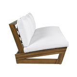 Christopher Knight Home Wicos Modern Acacia Wood Outdoor Sofa with Cushion, Wood Patio Sofa Chair Armless Design, Garden Backyard Outdoor Lounge Sofa Couch with Water-Resistant Cushion, Teak+White Christopher Knight Home