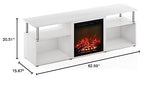 Furinno Jensen Open Storage Fireplace Entertainment Center for TV up to 70 Inch with Stainless Steel Tubes, White Oak/Chrome Furinno