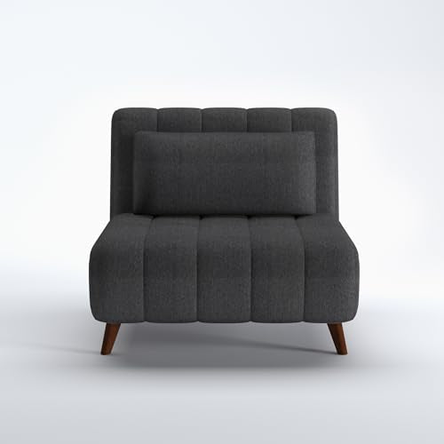 Artdeco Home 40" W Convertible Futon Chair with Matching Pillow(s) for Small Space Living Room and Apartment (03 Charcoal) A Artdeco Home