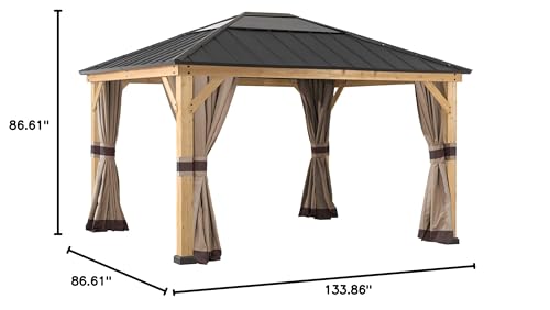 Sunjoy Original Universal Replacement Curtain for 11×13 ft. Wood Gazebo, Khaki Sunjoy