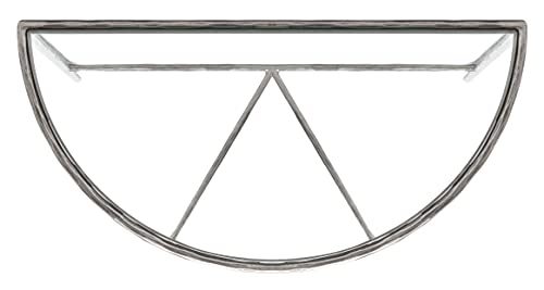 SAFAVIEH Couture Home Collection Jessa Silver Metal/Tempered Glass Top Half Moon Entryway Living Room Console Table (Fully Assembled) SAFAVIEH