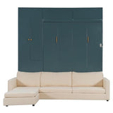 Harper & Bright Designs Queen Size Murphy Bed, Wall Bed with Sofa and Shelves, Beige Harper & Bright Designs