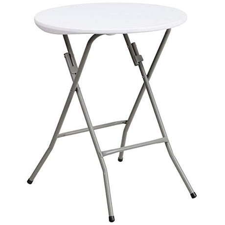 Flash Furniture Elon 2' Round All-Occasion Plastic Folding Event Table, Foldable Portable Banquet Table for Indoor/Outdoor Events, White Flash Furniture