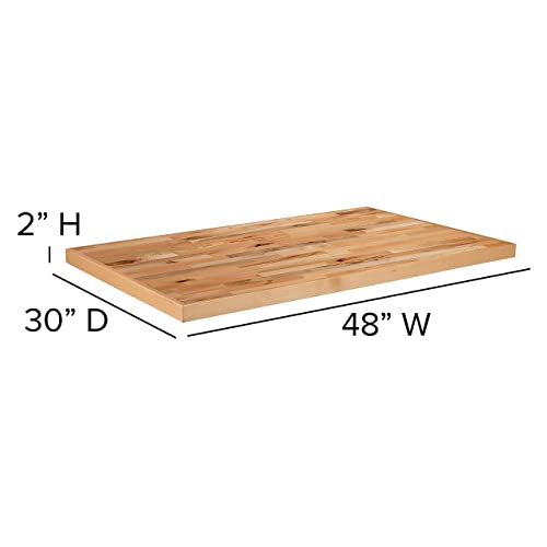 Flash Furniture Mayfair 30" x 48" Rectangle Butcher Block Style Table Top, Natural - WoodArtSupply