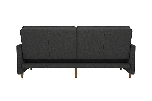 DHP Andora 76 Inch Futon Sofa Bed, Modern Upholstered Couch Sleeper with Button Tufted Back and Seat, Grey DHP