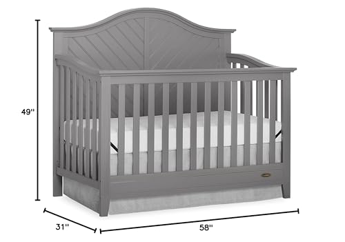Dream On Me Ella 5-in-1 Full Size Convertible Crib in Storm Grey, Greenguard Gold Certified Dream On Me