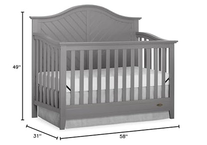 Dream On Me Ella 5-in-1 Full Size Convertible Crib in Storm Grey, Greenguard Gold Certified - WoodArtSupply