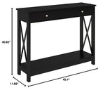 Treocho Black Console Table with Drawer and Storage Shelves, Foyer Sofa Table Narrow for Entryway, Living Room, Hallway Treocho