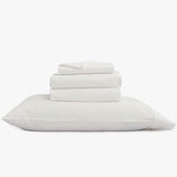 BESTOUCH Sheet Set 100% Washed Cotton Linen Feel Super Soft Comfortable Chic Lightweight 3 Pcs Home Bedding Set Solid Off White Twin BESTOUCH