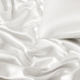 VACVELT 3-Piece Satin Fitted Sheet Set King Size, Ivory White Bottom Bed Sheet with 2 Pillowcases, Similar to Silk Sheets, Luxury & Silky Bedding Set, 15 Inch Deep Pocket VACVELT