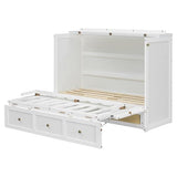 Harper & Bright Designs Cabinet Murphy Bed Full Size with Big Drawer, Solid Pine Wood Foldable Murphy Platform Bed with Slats for Guest Bedroom, Office or Small Room Harper & Bright Designs