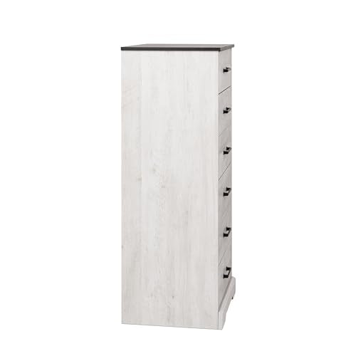 Prepac Dresser for Bedroom, Chest 6 Drawers, 18.5" D x 23.75" W x 51.5" H, Washed White - WoodArtSupply