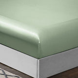 TREELY 6 Piece Queen Size Satin Sheets Set - Silky Smooth Sage Green With Deep Pocket, Fitted Sheet, Flat Sheet, 4 Pillowcases TREELY