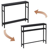 Timberer Narrow Console Table, 39.4” Sofa Table with Adjustable Shelf, 2-Tier Long Skinny Table for Hallway, Entryway, Living Room, Foyer, Black Timberer