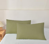 Colourful Snail 100-Percent Natural Washed Cotton Duvet Cover Set, Ultra Soft and Easy Care, Zipper Closure, Corner Ties, Simple Bedding Style, Queen/Full, Olive Green (Comforter Not Included) Colourful Snail