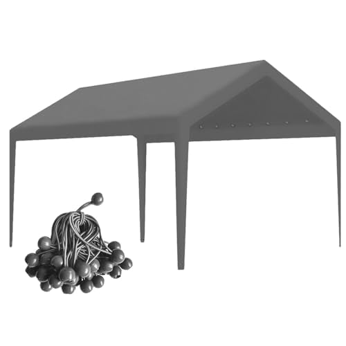 Carport Replacement Canopy, Replacement Top Cover for 12' x 20' Carport Frame, 180G PE Fabric Waterproof & UV Protected Tarp with Ball Bungees, Grey (Only Top Cover, Frame is not Included) Vanteriam