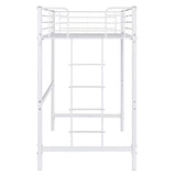 Bonnlo Metal Loft Bed with Stairs and Flat Rung, Junior Bed Full Size High Loft Bed for Kids/Teens/Adults, No Box Spring Required, White Bonnlo
