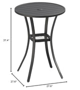 VICLLAX 28" Round Outdoor Bar Table, Counter Height Patio Table with Adjustable Umbrella Hole for Balcony, Black VICLLAX