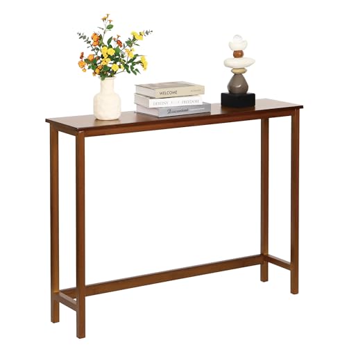 Mordchil HF Bamboo Narrow Console Table, 39.4"(L) Wood Small Entryway Table, Accent Slim Hallway Tables, Thin Sofa Side Tables for Hallway, Living Room, Bedroom, Foyer, Walnut Mordchil HF
