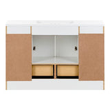 Spring Mill Cabinets Emlyn 48 Inch Bathroom Vanity with White Single Sink Top, 3 Cabinets, 2 Shelves, 2 Drawers, 48.5" W x 18.75" D x 32.89" H, White Spring Mill Cabinets