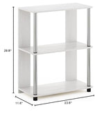Furinno Jaya 3-Tier Bookcase with Stainless Steel Tubes in White Oak Furinno
