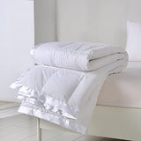 APSMILE Lightweight Down Feather Fibers Blanket, Summer Cooling Down Feather Fibers Comforter Twin Size, Ultra-Soft Breathable Thin Bed Quilt Duvet with Satin Trim(Twin, Cream White) APSMILE