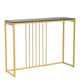 Wisfor Sintered Stone Entryway Console Table: Black Marble Tabletop Long Table with Golden Frame - Narrow Side Table Behind Sofa for Hallway Foyer, 40x12x31 inch Wisfor