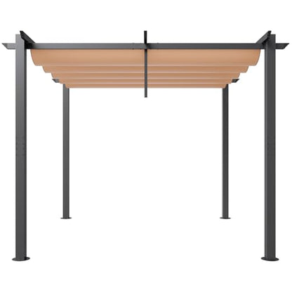 VEVOR 10'x10' Outdoor Retractable Pergola with Canopy, Aluminum Pergola with Retractable Canopy, Modern Pergola with Sun Shade Canopy for Patios, Gardens, Decks, Backyards (Beige)