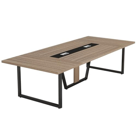 Tribesigns 8FT Conference Table, 94.49 L x 47.24 W x 29.53 H Inches Large Meeting Podcast Table for 10 People, Business Style Wooden Training Table with Strong Metal Frame for Office Conference Tribesigns