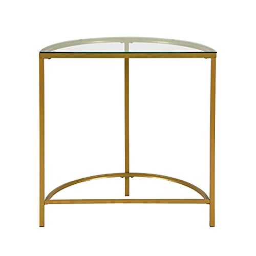 Carolina Chair & Table 30" Winoda Half Round Console Table – Modern Clear Tempered Glass Top with Gold Powder Coated Metal Frame – Contemporary Semicircular Accent Furniture for Hallway, Living Room Carolina Chair & Table
