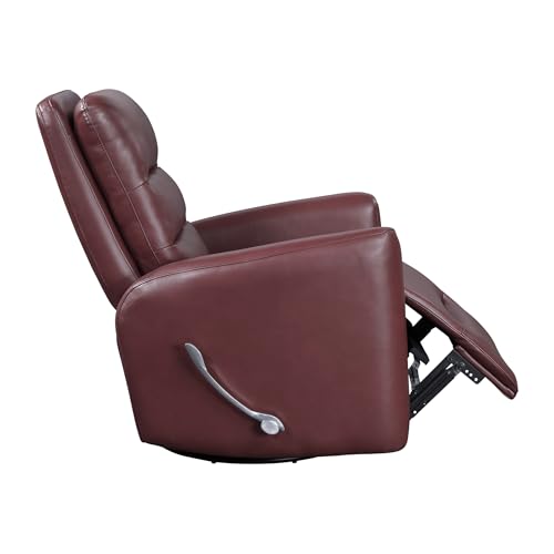 Lexicon Swivel Glider Recliner Chair, Comfy Nursery Glider, Faux Leather Recliner, Manual Reclining Chair for Living Room/Office/Apartment, Red Lexicon