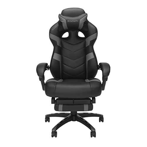 RESPAWN 110 Pro Gaming Chair - Gaming Chair with Footrest, Reclining Gaming Chair, Video Gaming Computer Desk Chair, Adjustable Desk Chair, Gaming Chairs For Adults With Headrest Pillow - Grey RESPAWN