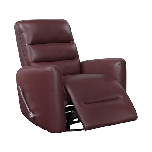 Lexicon Swivel Glider Recliner Chair, Comfy Nursery Glider, Faux Leather Recliner, Manual Reclining Chair for Living Room/Office/Apartment, Red Lexicon
