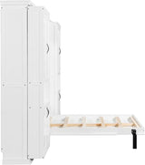 MERITLINE Full Murphy Bed with Storage Shelves,Cabinets,Bookcase, Wood Vertical Murphy Wall Bed Cabinet with Storage Shelves Bookshelves,for Adults,White MERITLINE
