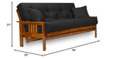Nirvana Futons Stanford Futon Set - Full Size, Frame, 8" Mattress, Twill Black Cover Nirvana Futons