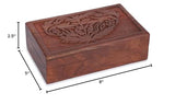 Ajuny Hand Carved handmade Wooden Decorative Treasure Chest Box - Flower Leaf Multipurpose Use Jewelry Storage Case Organizer Keepsake Watch Box Great for Gifts - Brown, 8X5 Inch Ajuny