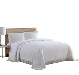 Beatrice Home Fashions Medallion Chenille Bedspread, Full, White Beatrice Home Fashions