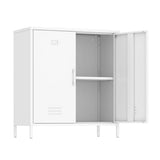 Epochsteele Metal Locker Storage Cabinet with Adjustable Shelf and Doors Bathroom Storage Cabinet Kids Locker for Utility Entryway Laundry Rooms (White) Epochsteele