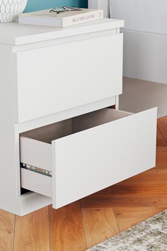 Signature Design by Ashley Onita Contemporary 2 Drawer Nightstand, 21.75" Tall, White Signature Design by Ashley