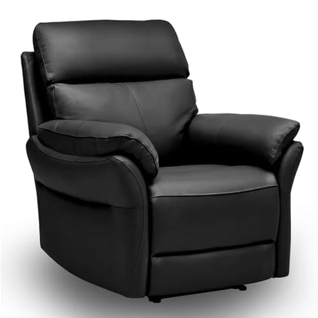 AIRSKY Genuine Leather Recliner Chair, Top Grain Leather, Italian Water-Washing Process, Reclining Sofa Chair for Reading, Single Sofas for Living Room, Theater Seating, Bedroom. Black,R1 AIRSKY