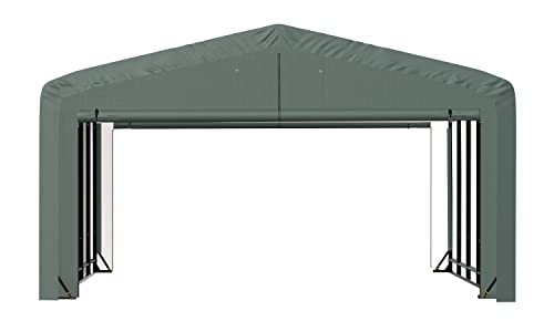 ShelterLogic ShelterTube Garage & Storage Shelter, 20' x 23' x 12' Heavy-Duty Steel Frame Wind and Snow-Load Rated Enclosure, Green ShelterLogic