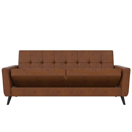 DHP Parker Futon with Storage, Camel Faux Leather